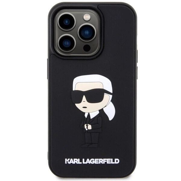 KARL LAGERFELD RUBBER IKONIK 3D ETUI TIL IPHONE 14 PRO - SORT