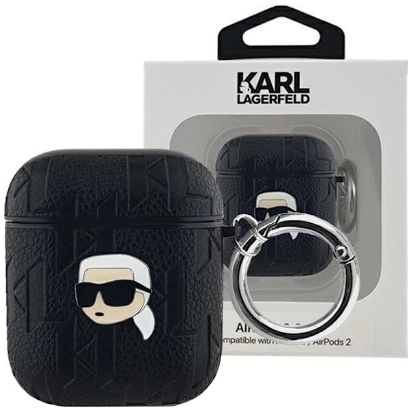 KARL LAGERFELD MONOGRAM KARL HEAD ETUI TIL AIRPODS 1/2 - SORT