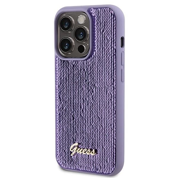Guess Sequin Script metalldeksel til iPhone 15 Pro Max - Lilla