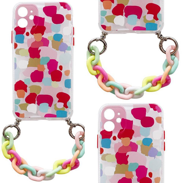 Color Chain Case Gel fleksibel veske med kjedesmykker for Samsung Galaxy S21 5G flerfarget telefon (2)