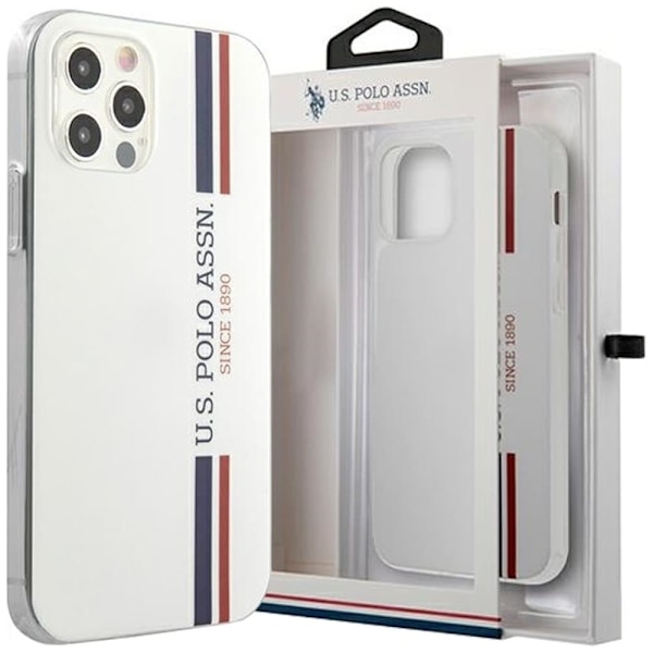 Saken med USA Polo Assn. Tricolor Collection for iPhone 12 Pro Max - hvit