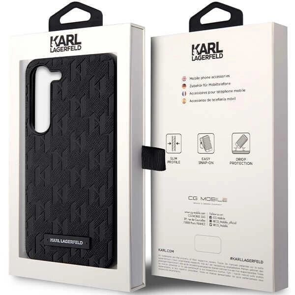 Karl Lagerfeld Saffiano Mono Metal Logo Deksel til Samsung Galaxy S24 - Svart