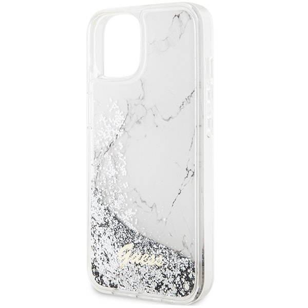 Guess GUHCP14SLCSGSGH deksel til iPhone 14 - hvit Liquid Glitter Marble