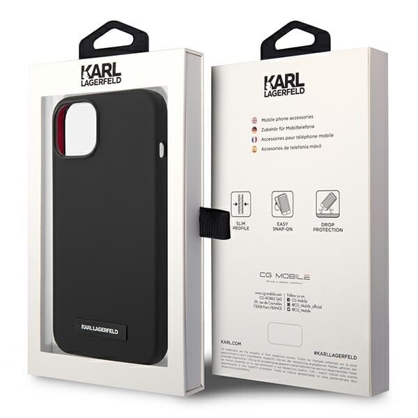KARL LAGERFELD SILIKONE PLAQUE MAGSAFE ETUI TIL IPHONE 14 PLUS - SORT
