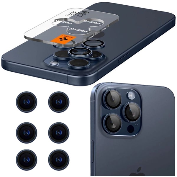 Spigen Optik.tR EZ Fit Kamerabeskyttelse iPhone 14 Pro / Pro Max / 15 Pro / Pro Max - titanblå 2 stk.