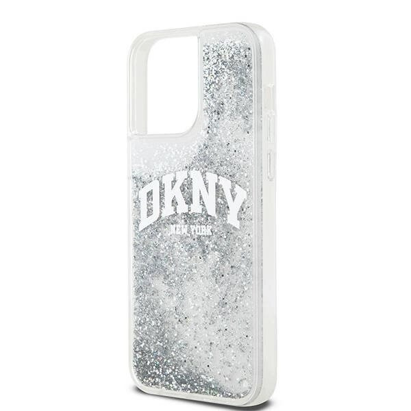 DKNY Liquid Glitter Big Logo beskyttelsesdeksel til iPhone 15 Pro - hvit