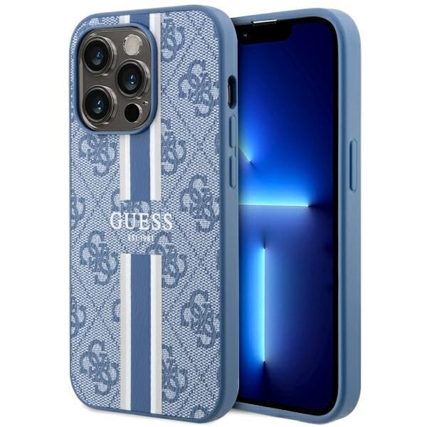 Guess GUHMP14LP4RPSB-deksel til iPhone 14 Pro - blå 4G Printed Stripes MagSafe