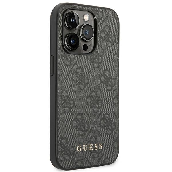 Guess GUHCP14LG4GFGR-deksel til iPhone 14 Pro - grå 4G metallgulllogo