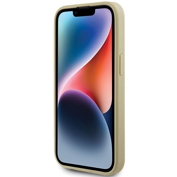Guess Glitter Script Big 4G-deksel til iPhone 15 - Gull
