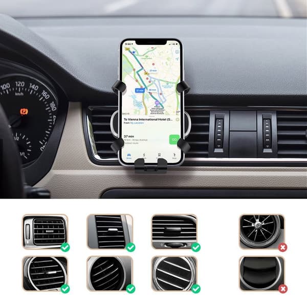 UGREEN CAR GRAVITY TELEFONHOLDER TIL LUFTUDLUFTNING, SORT