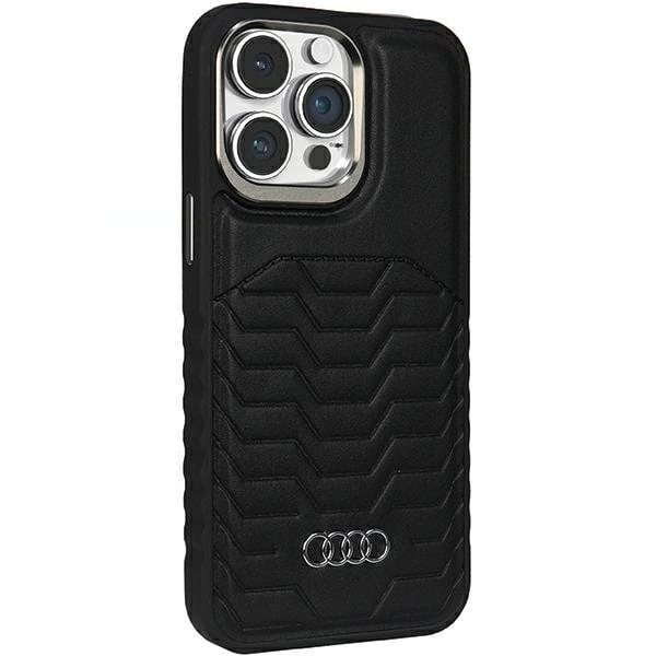 AUDI SYNTETISK LÆDER TASKE MED MAGSAFE TIL IPHONE 14 PRO - SORT