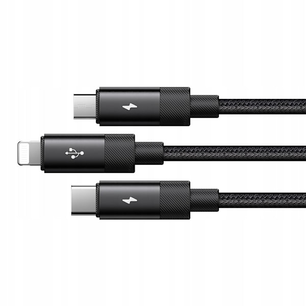 MCDODO USB-kabel 3IN1 SNABBLADDNING USB-C LIGHTNING MICRO USB QC 1M LED