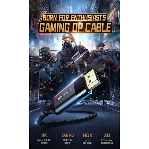 MCDODO KABEL MINI MONITOR PORT 1,4 DP 4K 165HZ TIL 2M HDR MONITOR