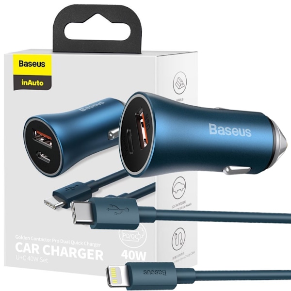 BASEUS BILLADER USB 40 W USB TYPE C-KABEL - SALMAN BLÅ Blå