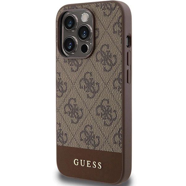 Guess 4G Stripe Collection beskyttelsesdeksel til iPhone 15 Pro Max - brun