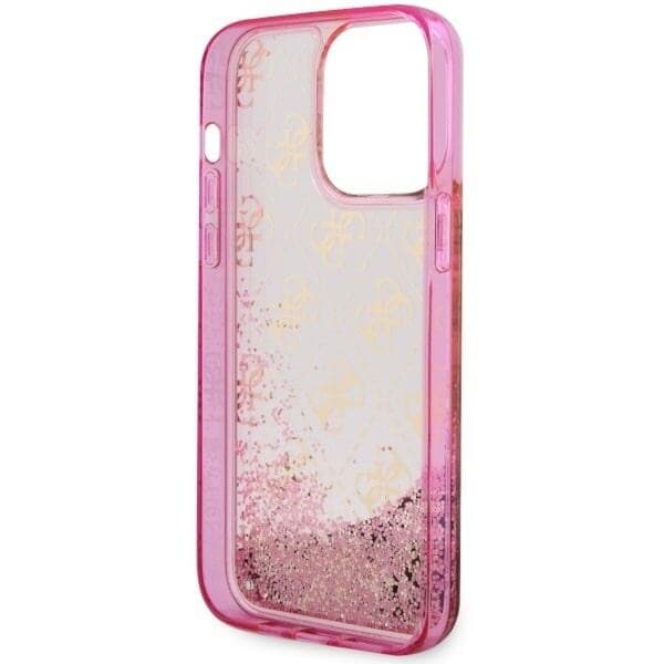 Guess GUHCP14LLC4PSGP deksel til iPhone 14 Pro - rosa Liquid Glitter 4G Transculent
