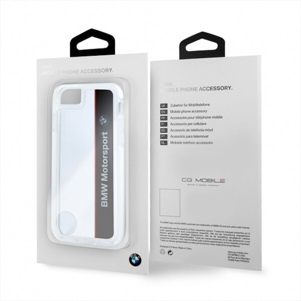 BMW MOTORCASE COVER TIL IPHONE 7 / 8 / SE 2020 / SE 2022 - GENNEMSIGTIG OG SORT