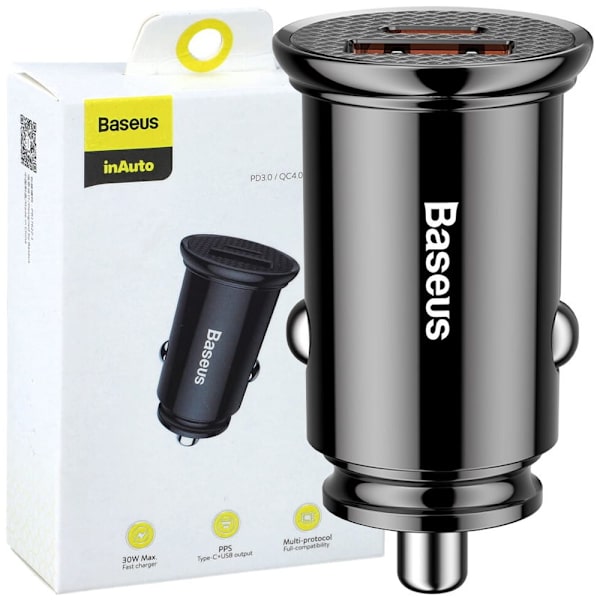 Baseus Circular PPS Smart billader med USB Quick Charge 4.0 QC 4.0 og USB-C PD 3.0 SCP Port Svart (CCALL-YS01) Svart