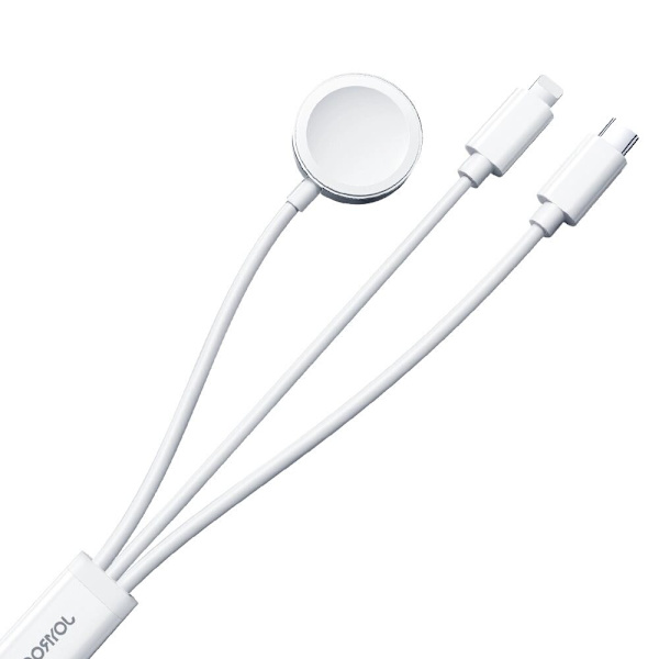 Joyroom S-IW008 3-i-1 magnetisk lader USB-A - Lightning/USB-C 1,2 m - hvit