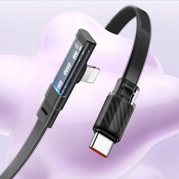 MCDODO ANGLE USB-C LIGHTNING FLAT KABEL 36W IPHONE 12 13 14 SVART 2M