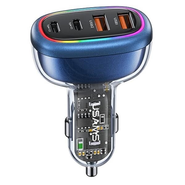 USAMS Lad. ensam. 2xUSB-C 2xUSB-A C34 120W Snabbladdning blå/blå CC169CC01 (US-CC169)