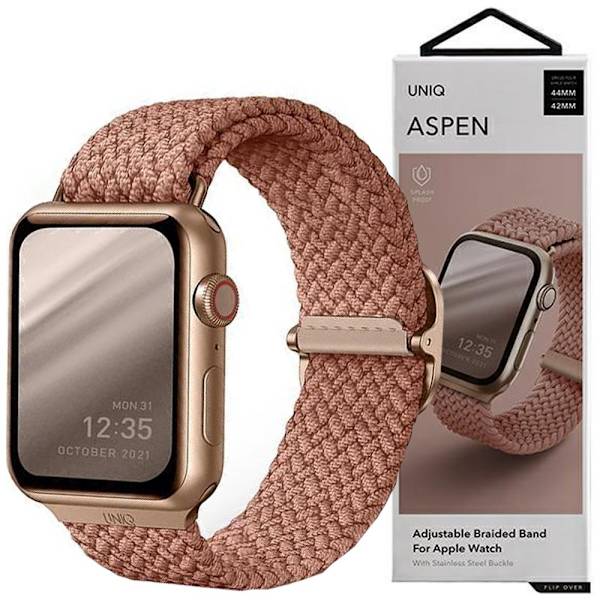 UNIQ Aspen Apple Watch Band 44/42/45 mm Series 4/5/6/7/8/SE/SE2 Flettet Rosa/Grapefrukt Rosa