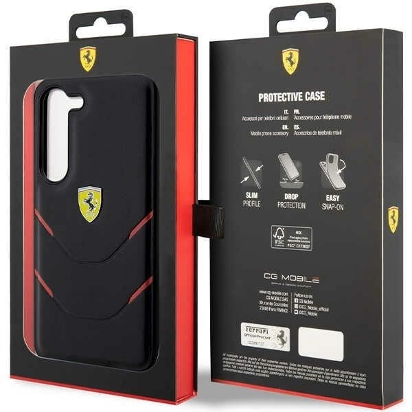 FERRARI HOT STAMP LINES ETUI TIL SAMSUNG GALAXY S23+ - SORT