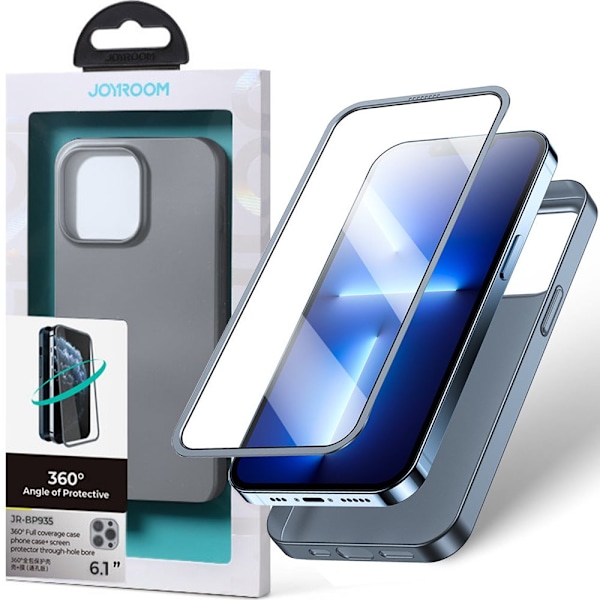 Joyroom 360 Full Case-deksel for iPhone 13 bak- og frontdeksel + herdet glass grå (JR-BP927-farging)