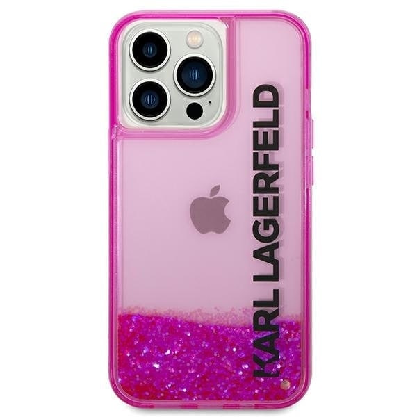 KARL LAGERFELD LIQUID GLITTER ELONG ETUI TIL IPHONE 14 PRO MAX - PINK