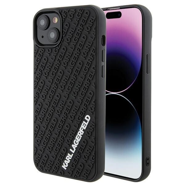 Karl Lagerfeld 3D Rubber Multi Logo Deksel til iPhone 15 Plus - Svart
