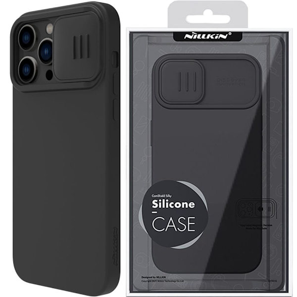 Nillkin CamShield Silikonetui til iPhone 14 Pro Max deksel med kamerabeskyttelse svart
