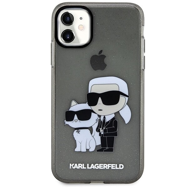 Karl Lagerfeld KLHCN61HNKCTGK Deksel til iPhone 11 / Xr - Svart Glitter Karl&Choupette