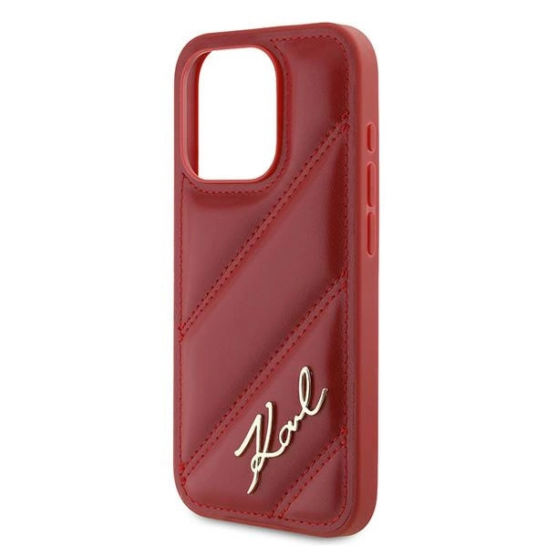 KARL LAGERFELD DIAGONAL QUILTED SCRIPT COVER TIL IPHONE 15 PRO MAX - RØD