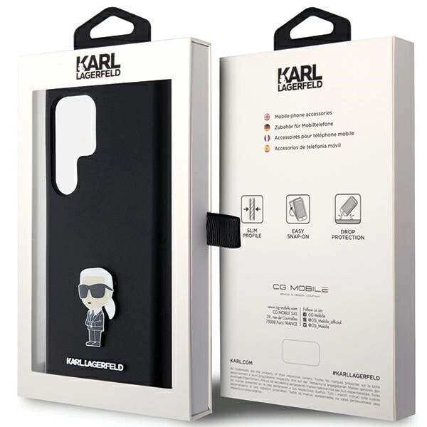 KARL LAGERFELD SILIKONE IKONIK METAL PIN ETUI TIL SAMSUNG GALAXY S23 ULTRA - SORT