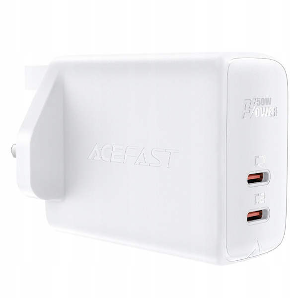 ACEFAST OPLADER (UK STIK) 2XUSBC 50W PD PPS Q3 3.0 AFC FCP