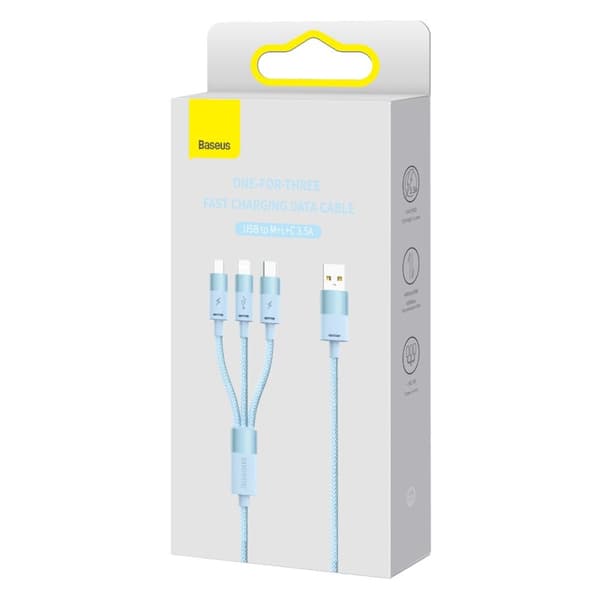 Baseus StarSpeed​​3-i-1-kabel USB-A - Micro-USB / Lightning / USB-C 3.5A 1.2m blå