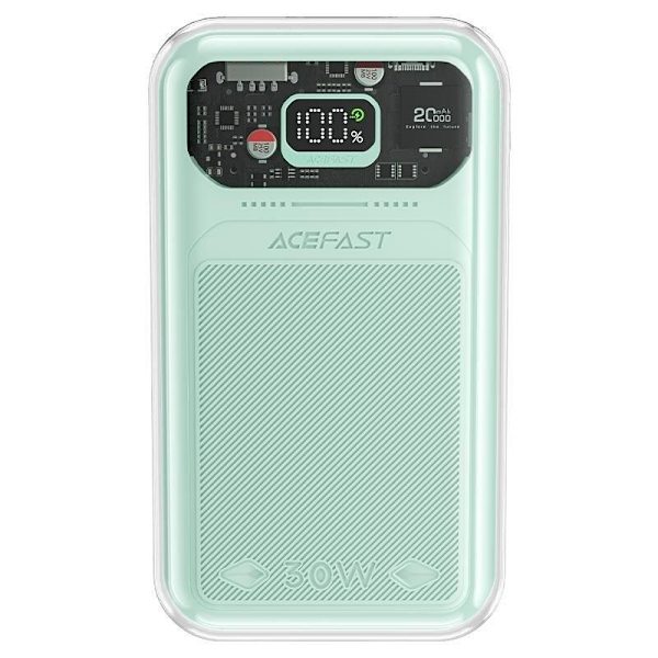 Acefast Powerbank 20000mAh Sparkling Series hurtiglading 30W grønn (M2)