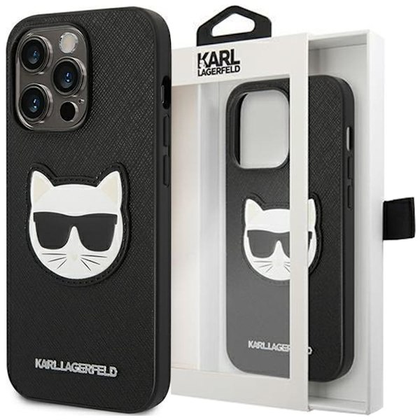 KARL LAGERFELD SAFFIANO CHOUPETTE HEAD PATCH COVER TIL IPHONE 14 PRO MAX - SORT