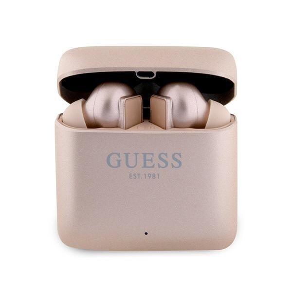 Guess GUTWSSU20ALEGP TWS Bluetooth-hodetelefoner + Dock Rose Gold/Rose Gold trykt logo