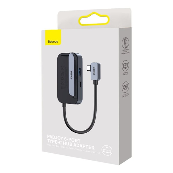 Universal USB HUB for nettbrett/smarttelefon 6in1 USB-C Baseus PadJoy - mørkegrå