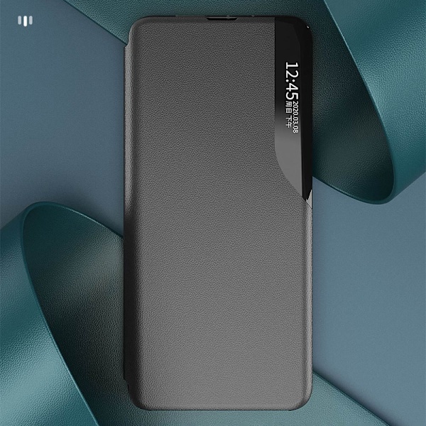 ECO LÆDER VIEW CASE TIL SAMSUNG GALAXY A54 5G MED FLIP STAND, SORT