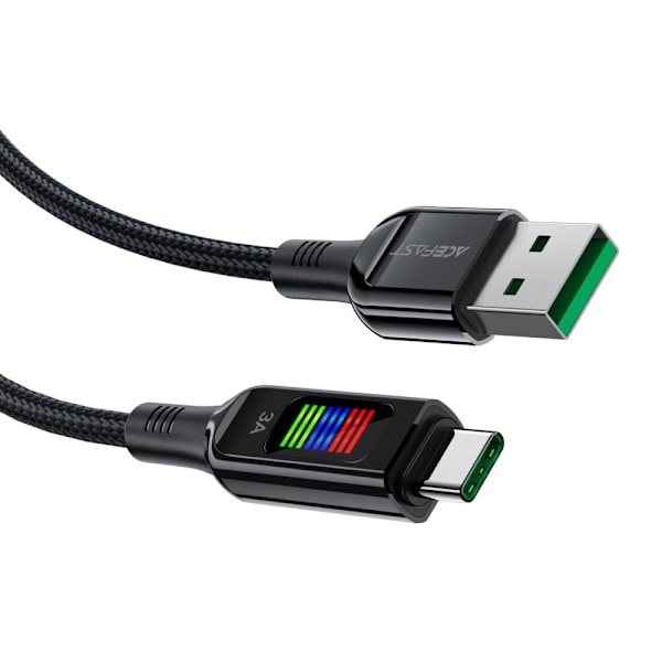 Acefast C7-04 USB-A USB-C 60W 1,2 m kabel med skjerm - svart