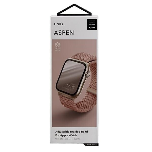 UNIQ Aspen Apple Watch Band 44/42/45 mm Series 4/5/6/7/8/SE/SE2 Flettet Rosa/Grapefrukt Rosa