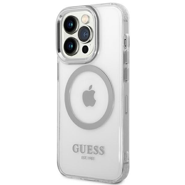 Guess GUHMP14XHTRMS iPhone 14 Pro Max 6.7 sølv/sølv hardt deksel Metal Outline Magsafe