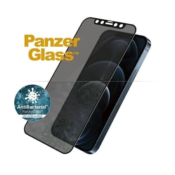 PanzerGlass E2E Super+ Microfracture Antibakterielt herdet glass for iPhone 12 Pro Max - med svart ramme
