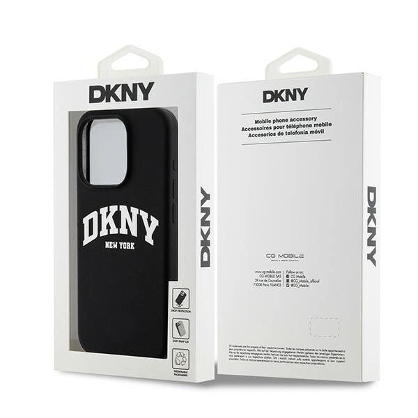 DKNY flytende silikon Hvit trykt logo MagSafe-deksel til iPhone 13 Pro / 13 - Svart