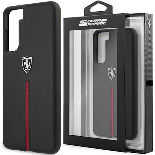FERRARI OFF TRACK LÆDER NYLON STRIPE COVER TIL SAMSUNG GALAXY S21+ - SORT