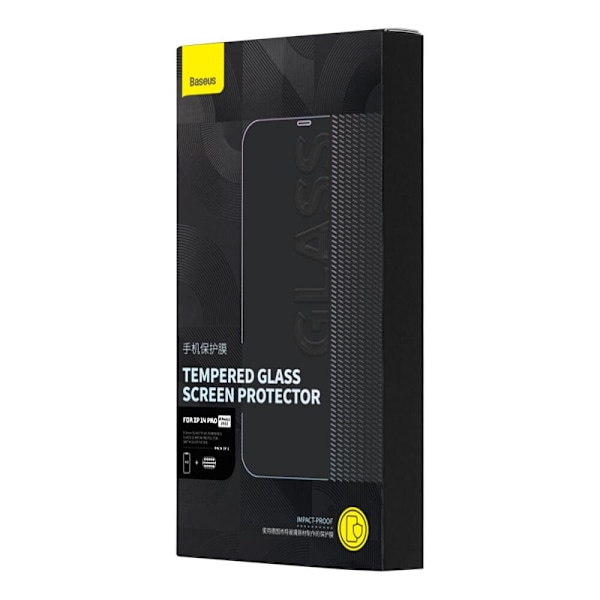 Baseus-serien 2x herdet glass for iPhone 14 Pro fullskjermside, 0,3 mm høyttalerdeksel + monteringsramme