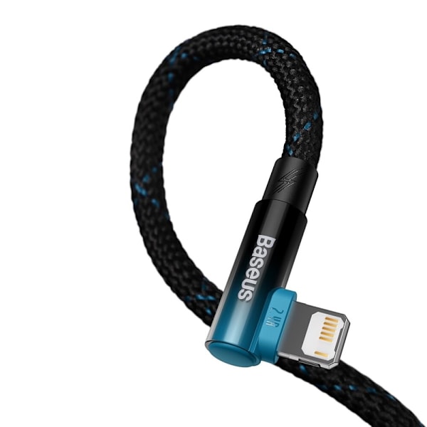Baseus MVP 2 Hjørnekabel med side-USB / Lightning-plugg 1m 2,4A blå (CAVP000021)