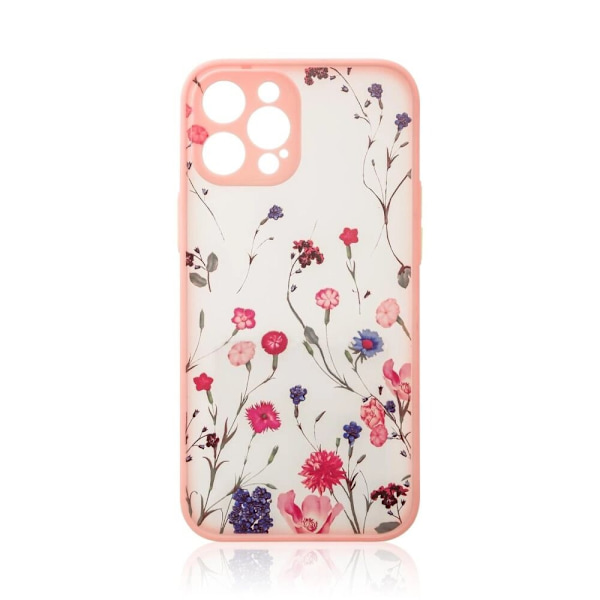 Designetui til iPhone 13 Pro Max, rosa blomsterskall